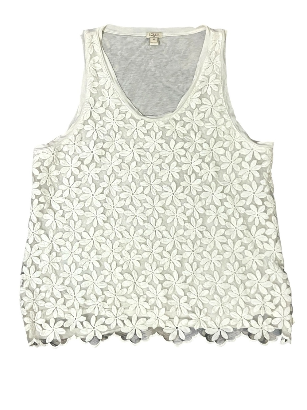 JCrew Floral Embroidered Lace Tank Top XL